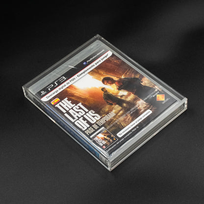 Vista superior de caja de metacrilato con cierre imantado para ps3