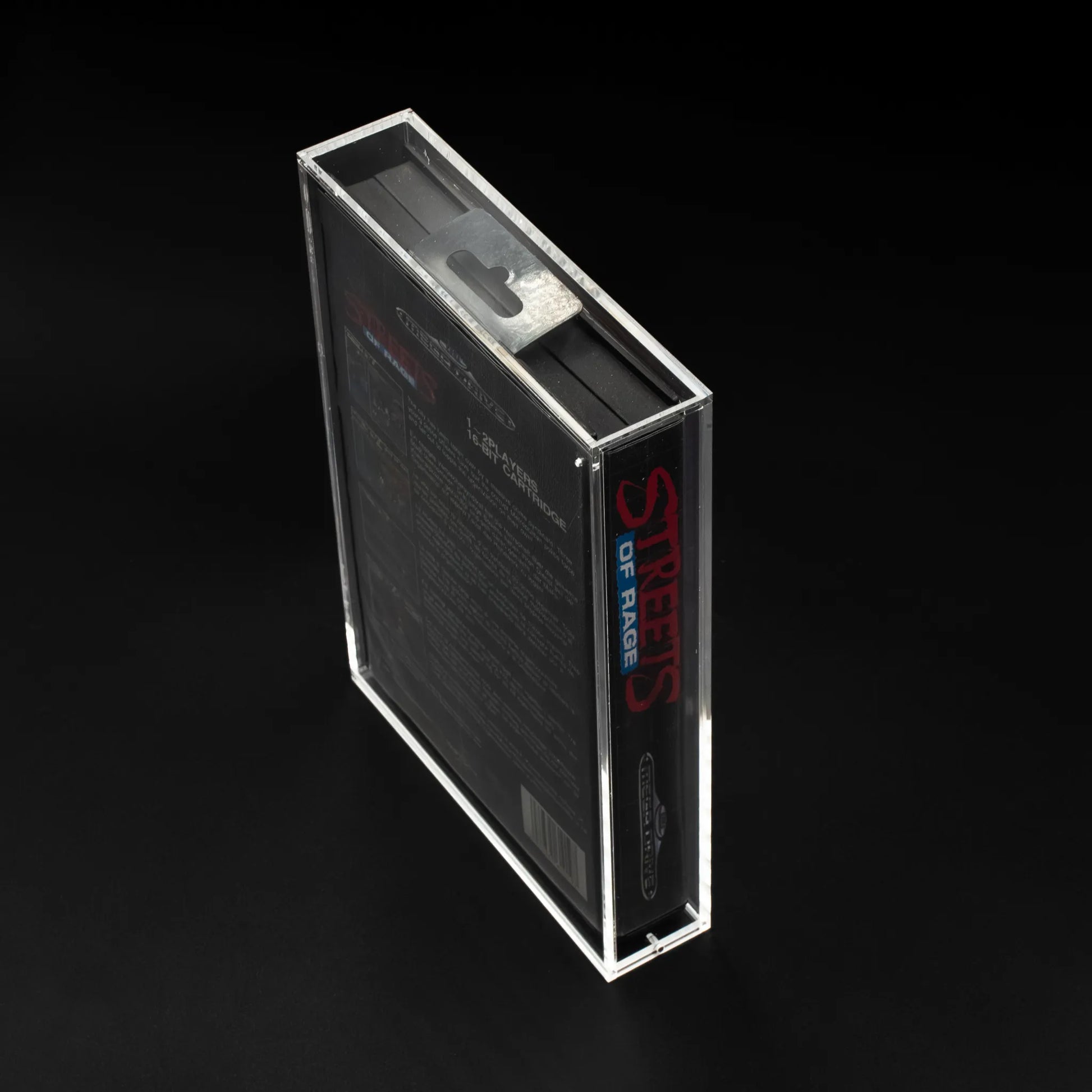 Vista lateral de metacrilato 3mm para videojuego de Sega Mega Drive con cierre imantado y ventilación
